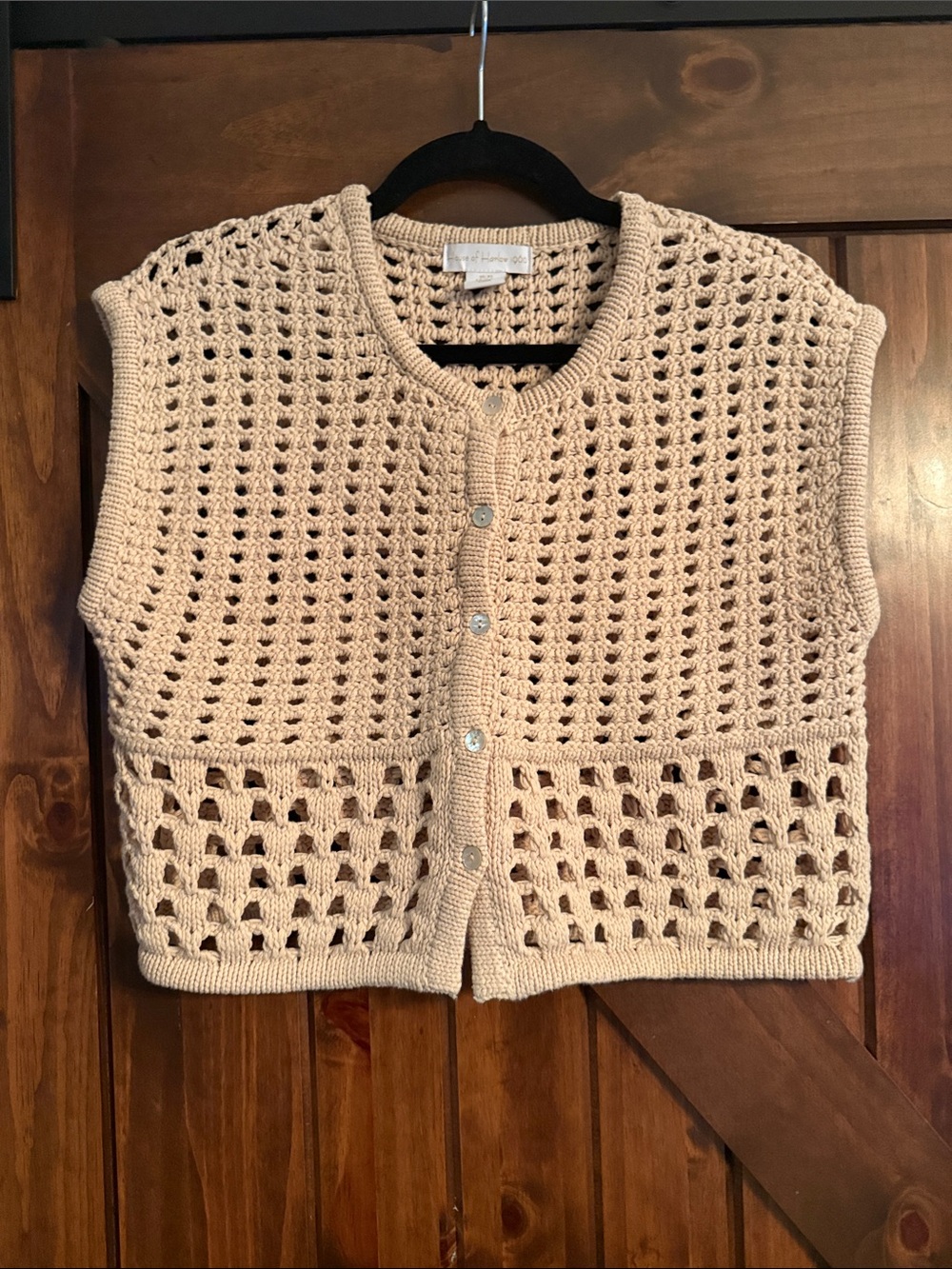 House of Harlow 1960 Cream Crochet Button-Front Women's Sweater Vest